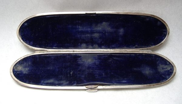 Inside antique spectacles case