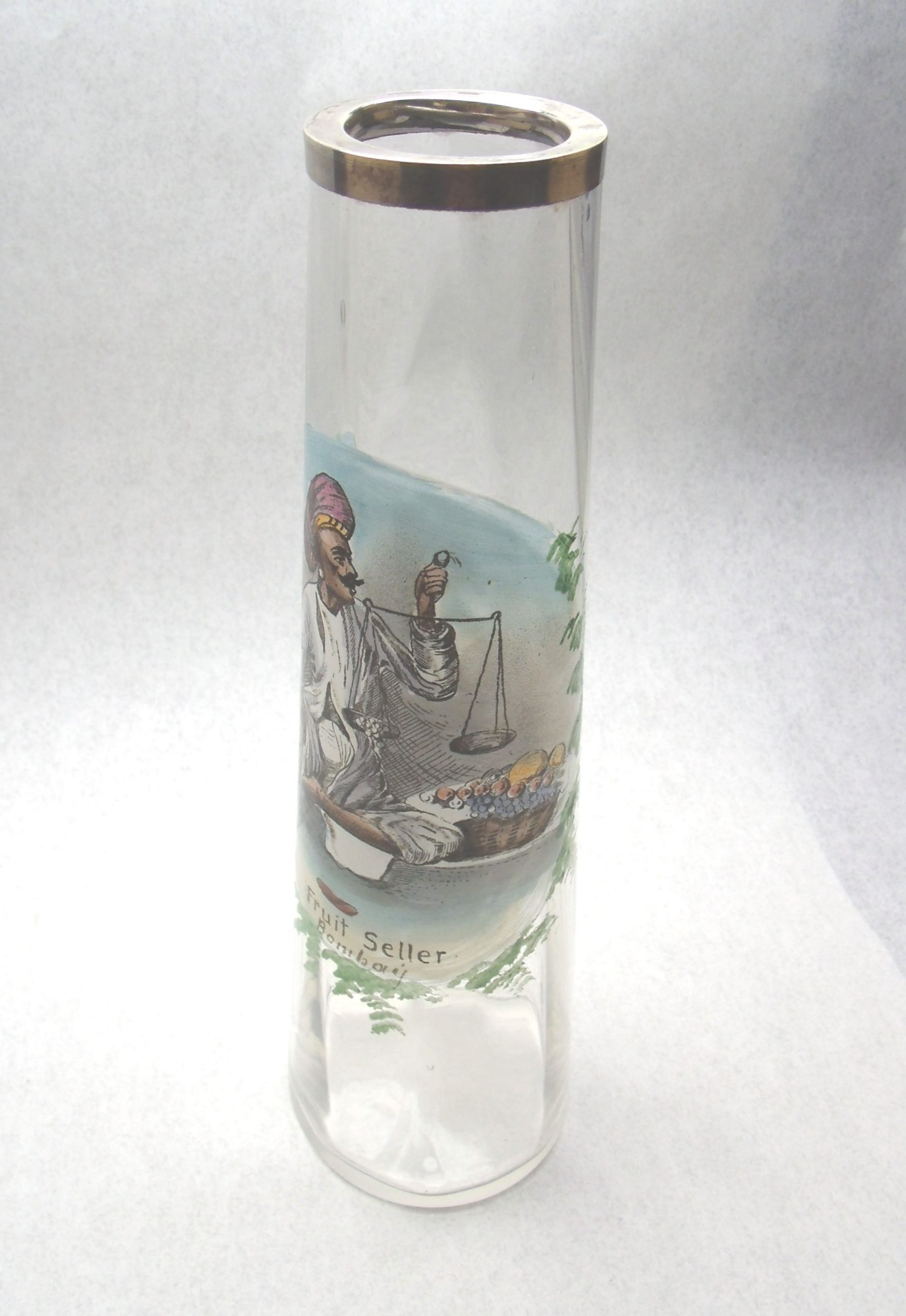 Silver Mounted Indian Colonial Bombay Souvenir Vase HM 1905