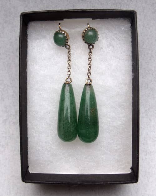 Vintage Gold and Jade Drop earrings.