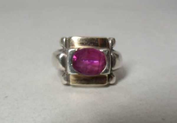 Sterling Silver and Pink Stone Ring