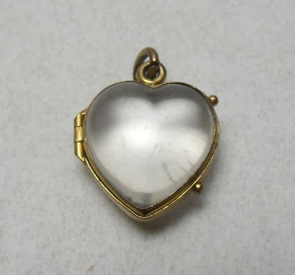Victorian 9ct Gold & Rock Crystal Puffy Heart Locket