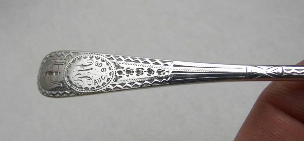 Edwardian Silver Teaspoon with Bright Cut Decoration