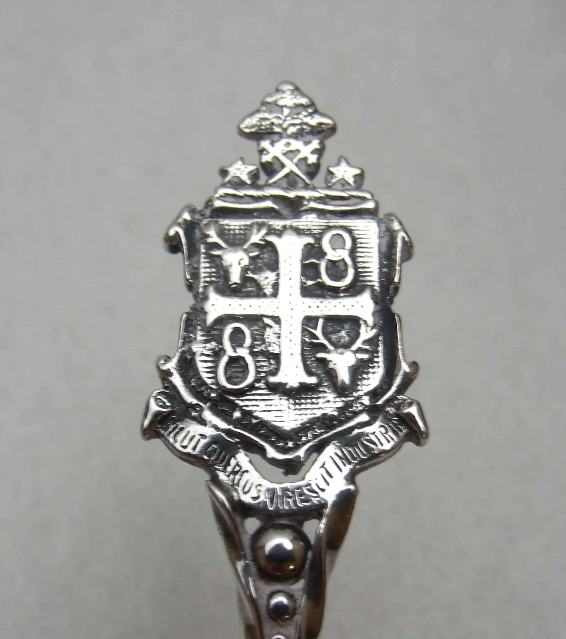 Finial on Sugar Sifter cast as the arms of the Borough of Mansfield