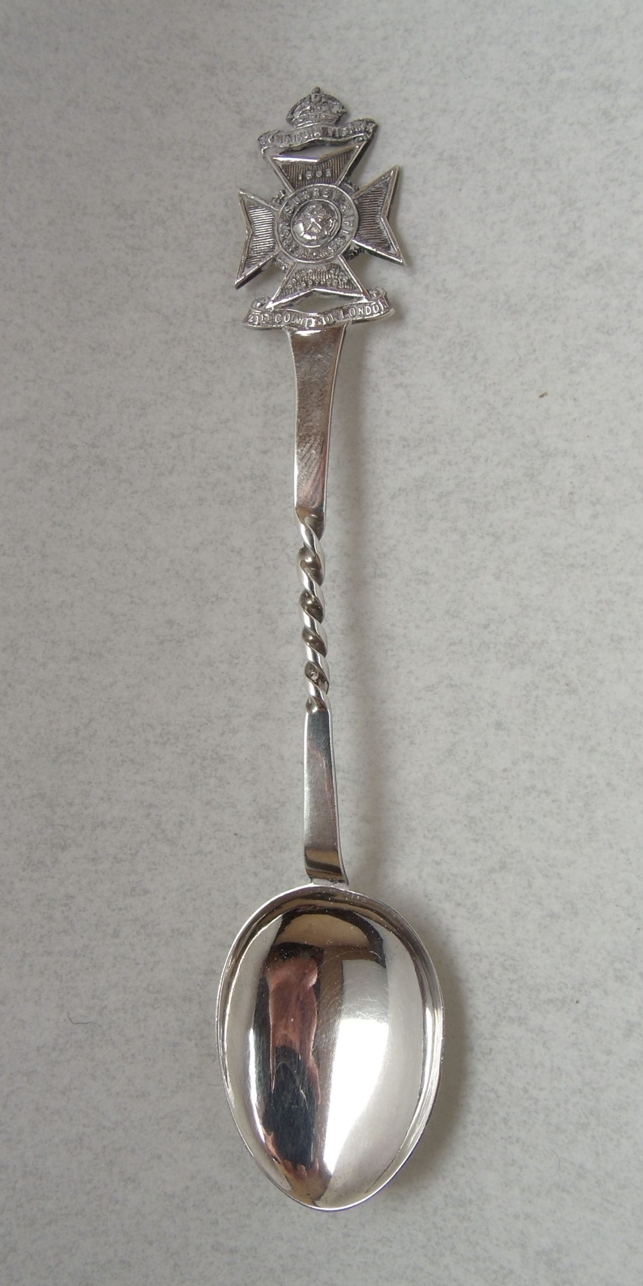 Surrey Rifles Boer War commemorative silver spoon