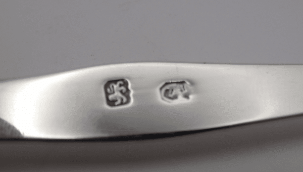 Hallmark on a Set of Hester Bateman silver sugar tongs