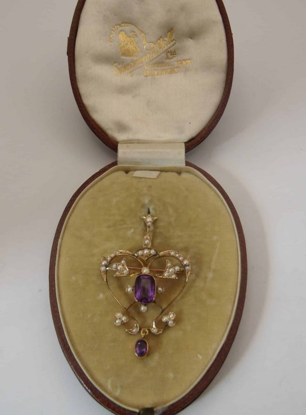 Edwardian Amethyst & Seed Pearl Pendant