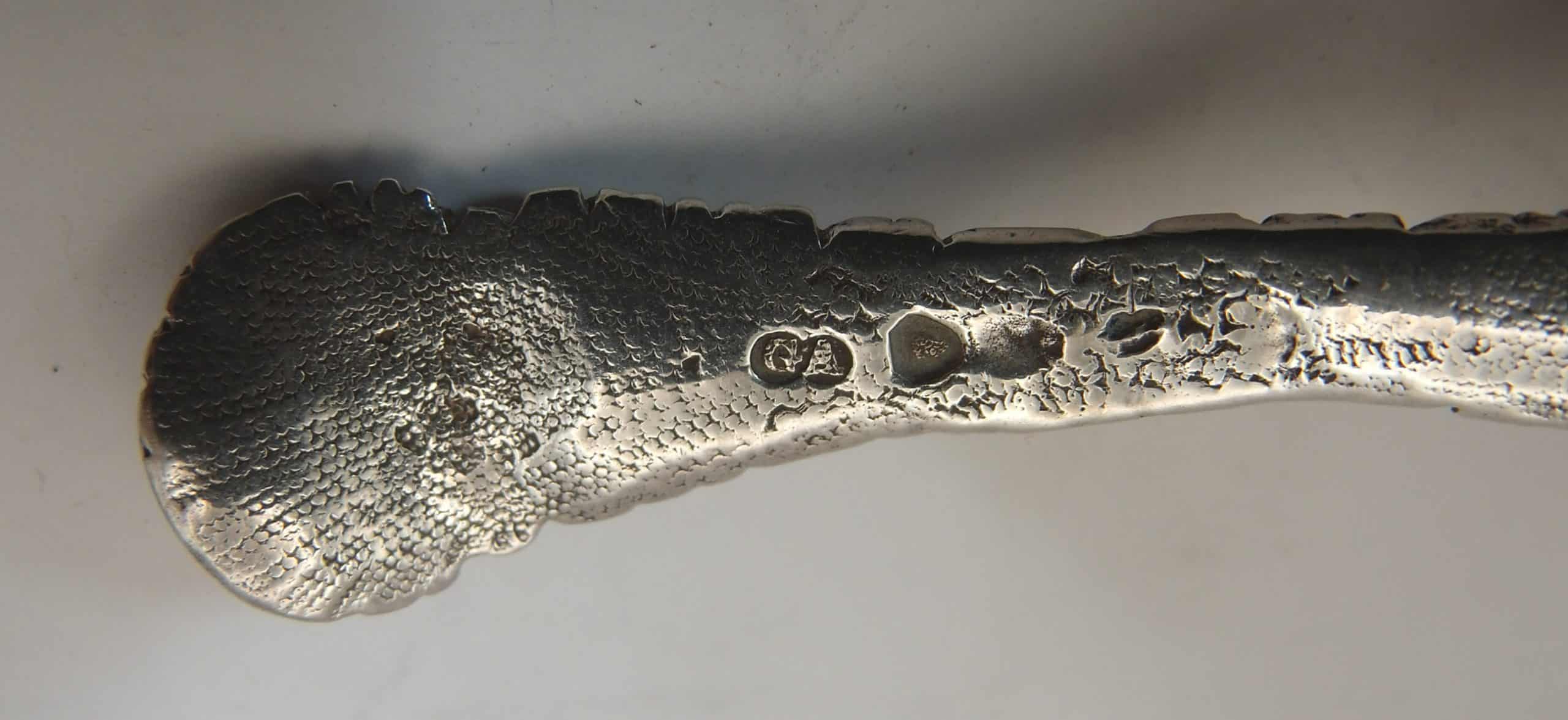 Makers Mark on Silver Caddy Spoon