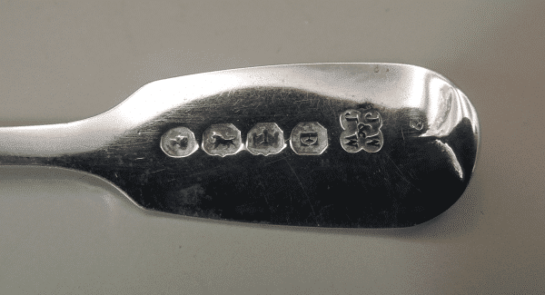 Hallmarks on Mustard Spoon, Exeter 1861