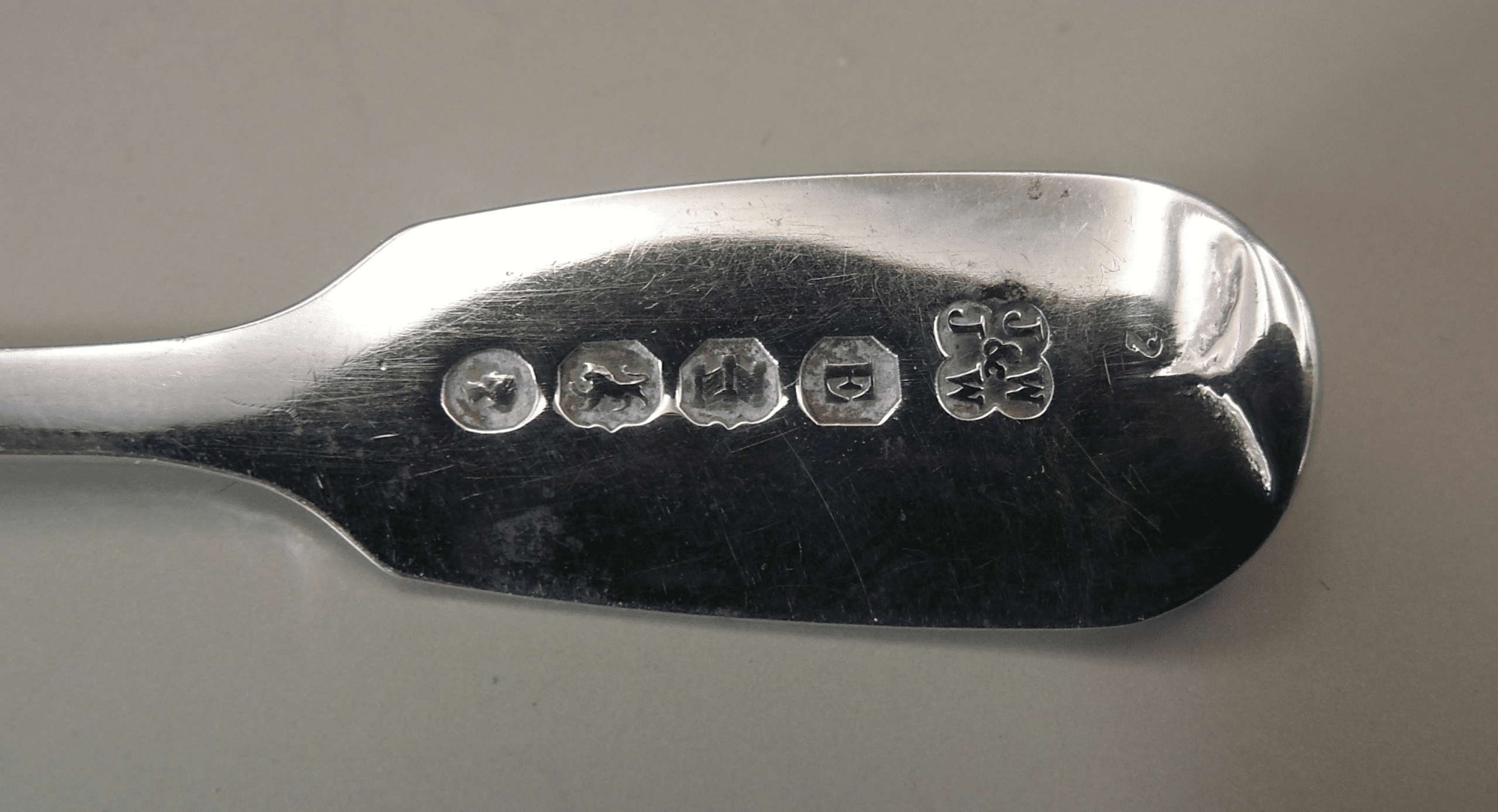 Hallmarks on Mustard Spoon, Exeter 1861