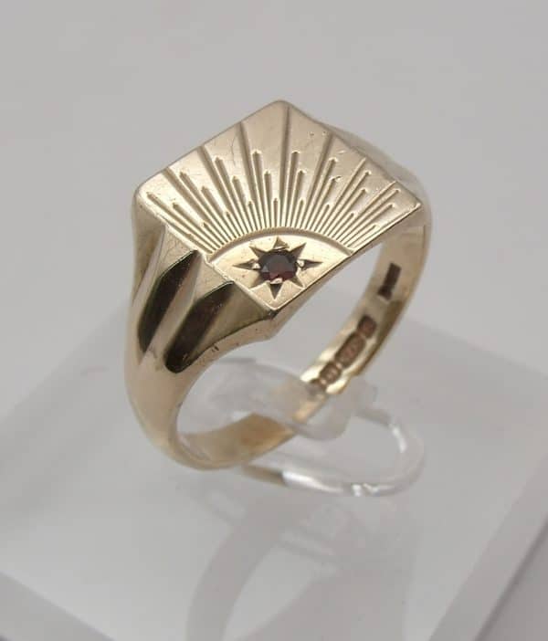 9ct Gold & Ruby Sunburst Ring